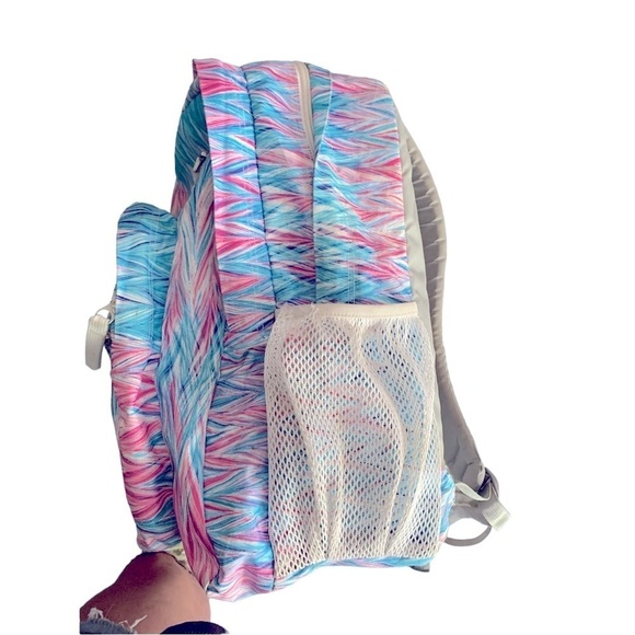 JanSport Big Student Backpack White Pink and Blue Zig Zags X Large Backpack - Picture 9 of 16